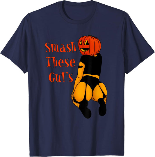 Smash these gut's funny pumpkin halloween joke T-Shirt - T-Shirt | Navy