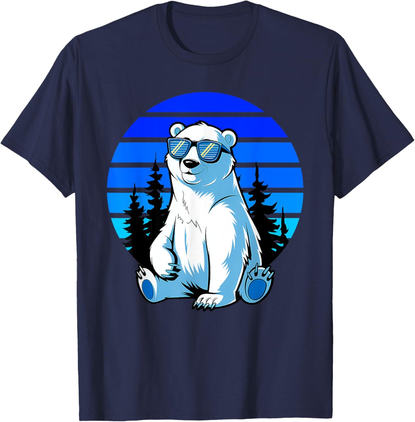 Arctic Animal Polar Bear Lover Cool Sunglasses Polar Bear T-Shirt - T-Shirt | Navy