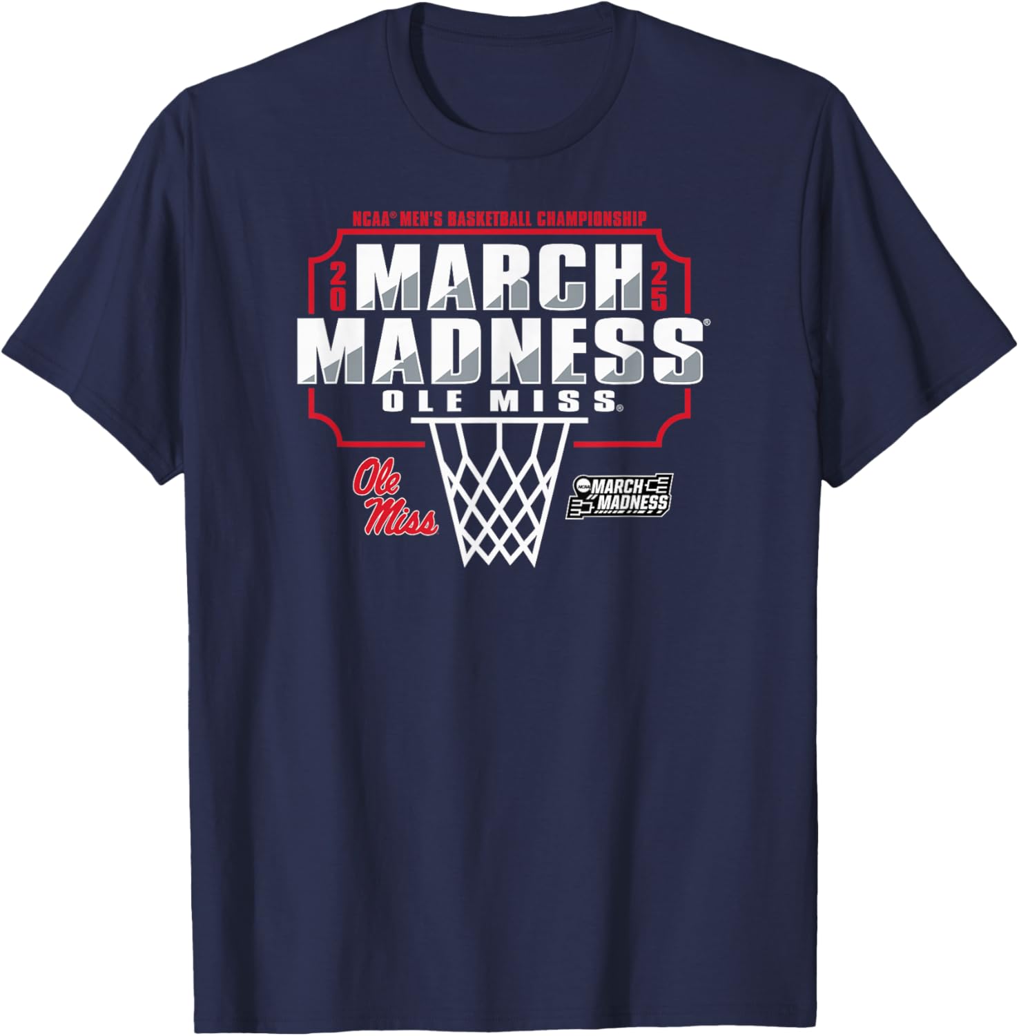 Mississippi Ole Miss Rebels March Madness 2025 Basketball T-Shirt - T-Shirt | Navy
