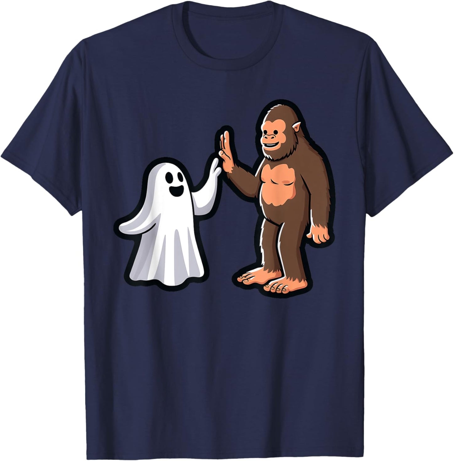Bigfoot and Ghost High-Five Halloween Toddler Boys Costume T-Shirt - T-Shirt | Navy