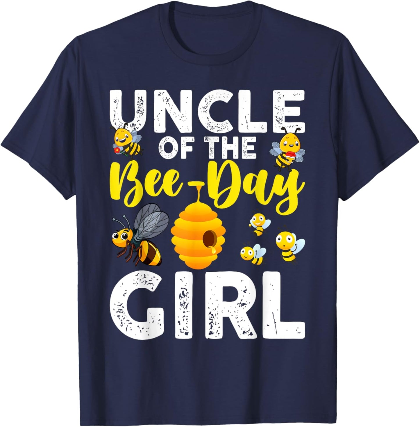 Uncle of the Bee-Day Girl Bee Birthday Party Matching Family T-Shirt - T-Shirt | Navy