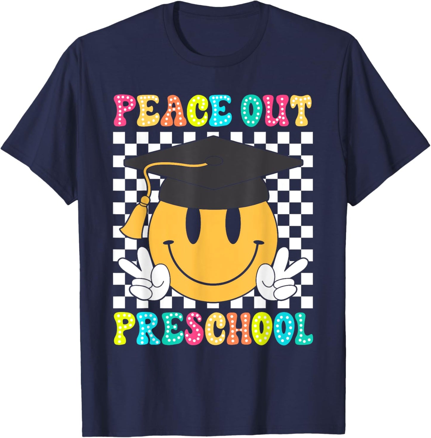 Peace Out Preschool Graduation Class Of 2024 Kid Boy Girl T-Shirt - T-Shirt | Navy