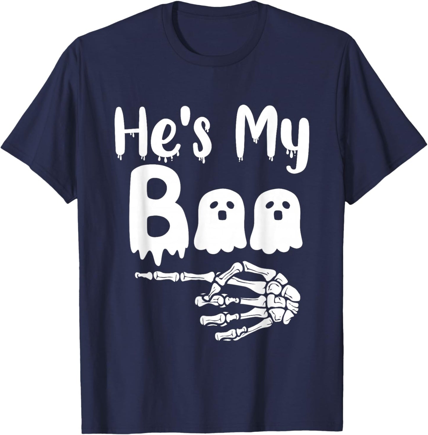 She's My Boo Matching Halloween Pajama Couples He's My Boo T-Shirt - T-Shirt | Navy