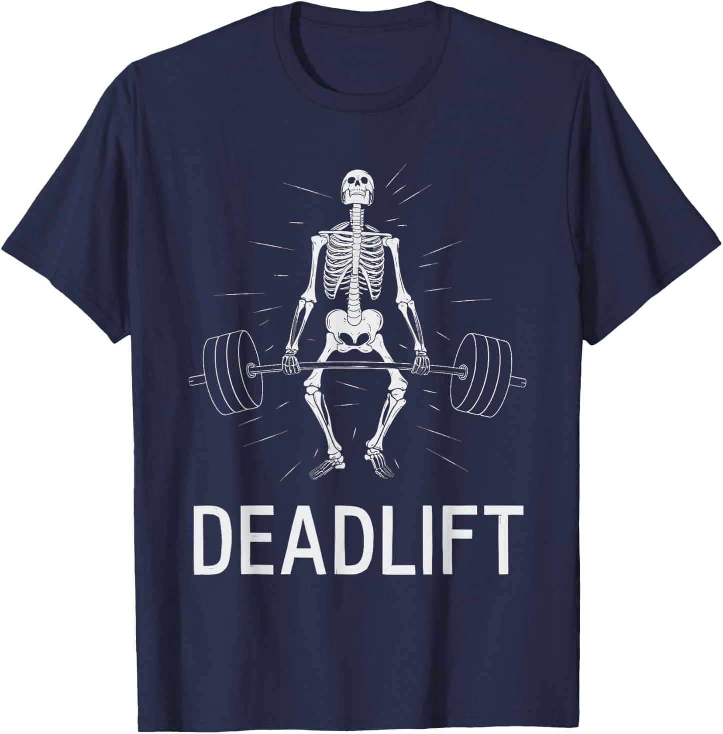 Skeleton Deadlift Spooky Weightlifting Workout T-Shirt - T-Shirt | Navy