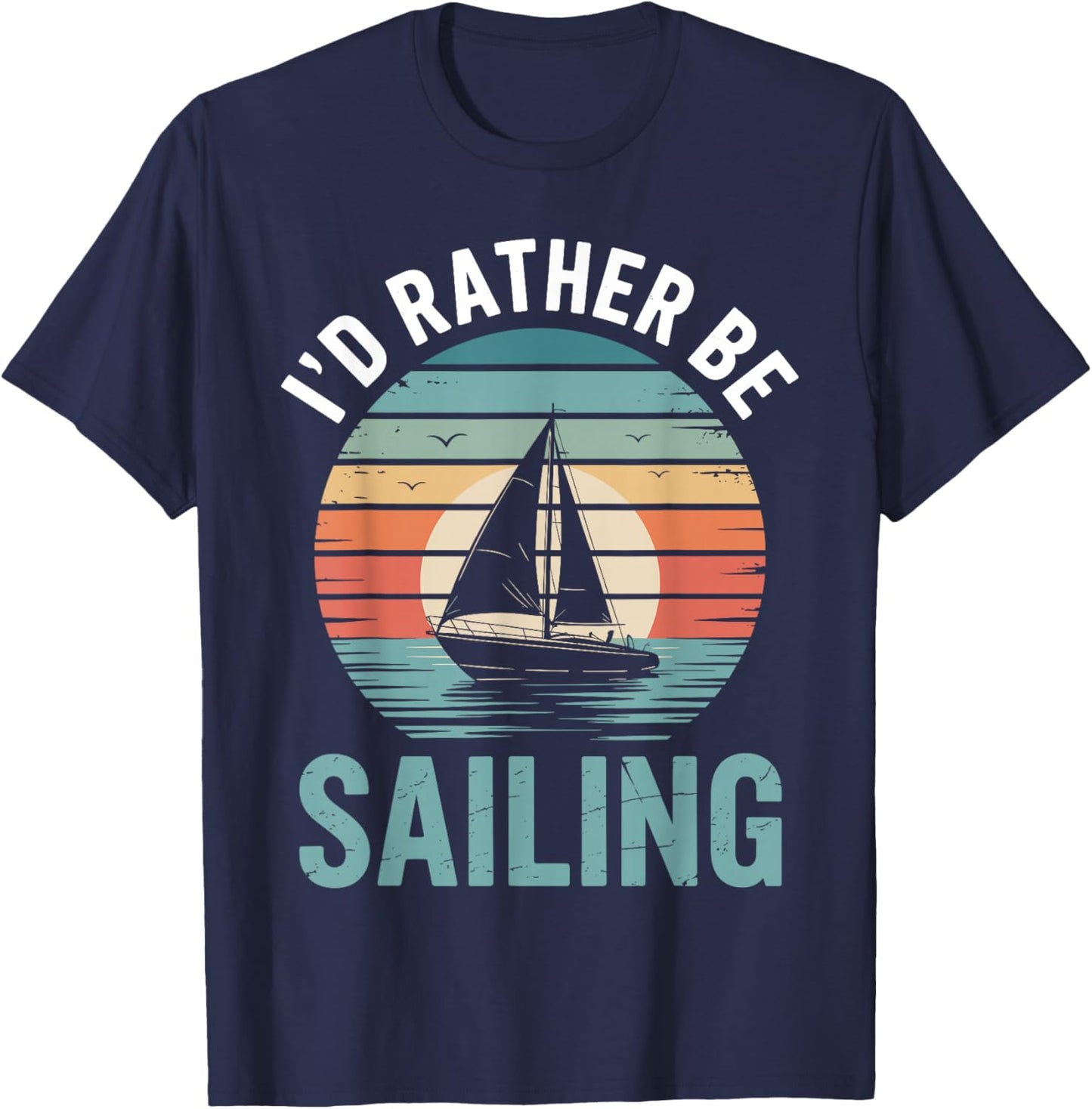 Cool Sailing Art Women Kids Sail Boat Sailor Sailing T-Shirt - T-Shirt | Navy