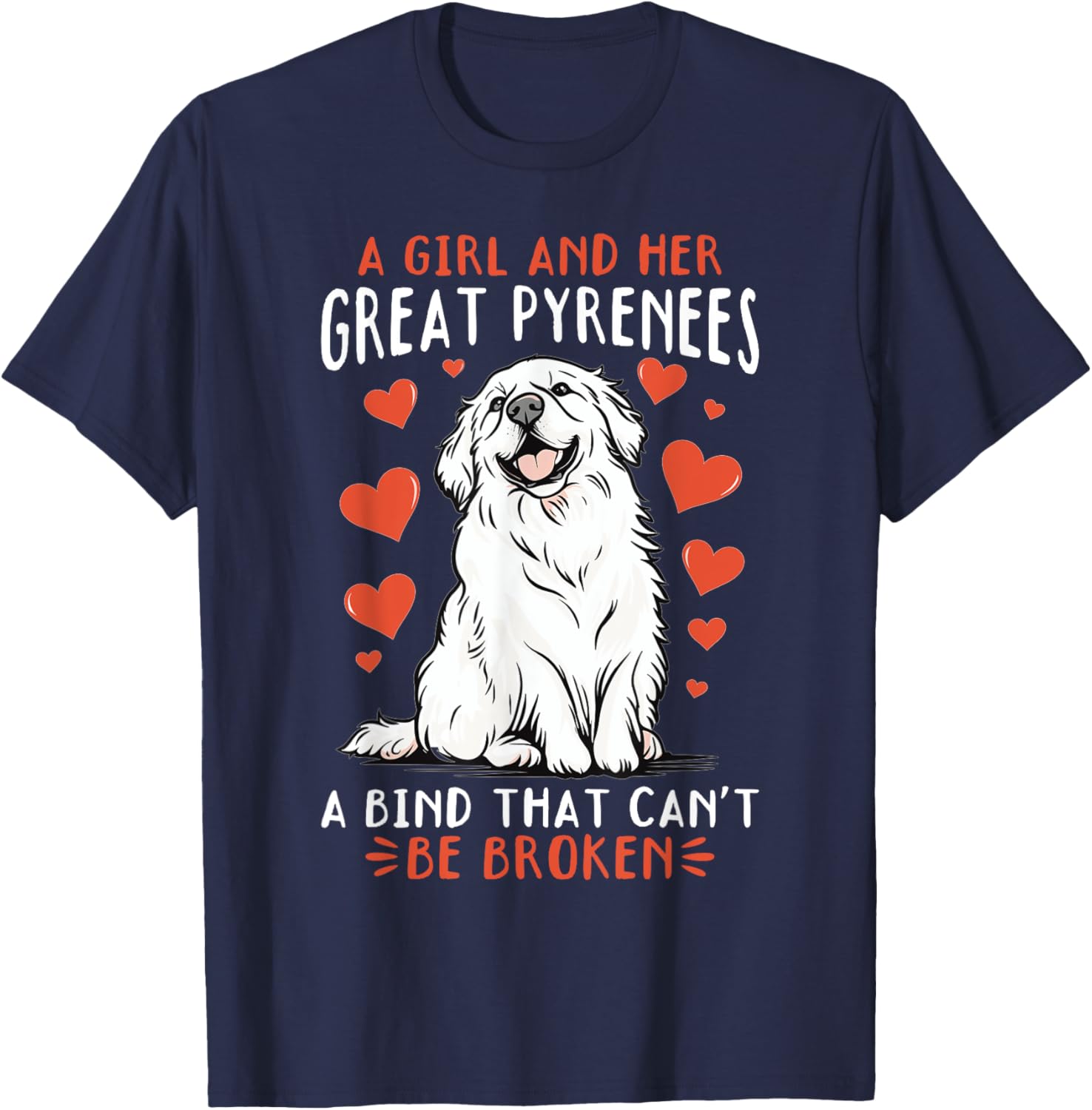 Great Pyrenees Dog Owner Men Women Girls Kids T-Shirt - T-Shirt | Navy