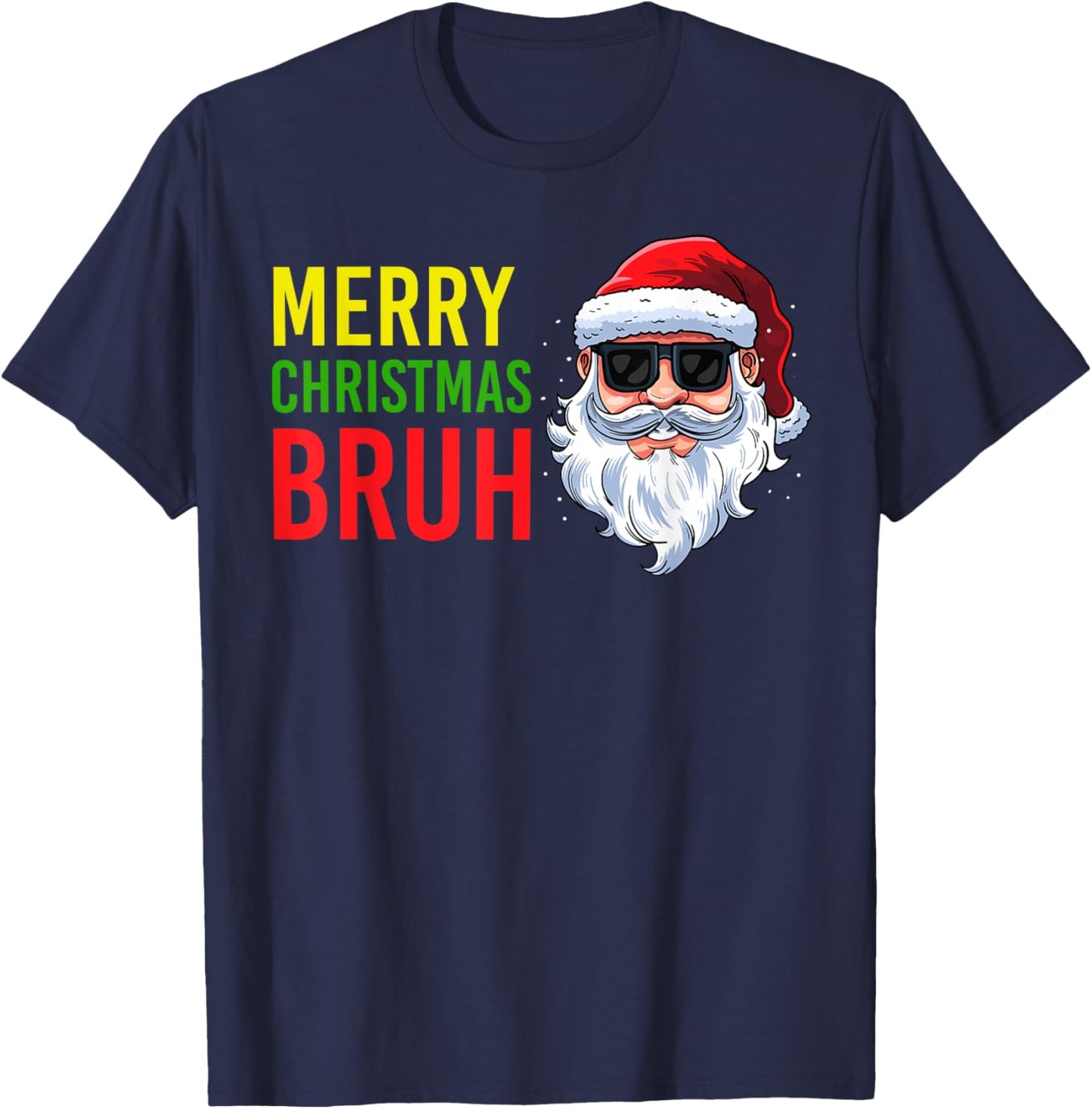 Merry Christmas Bruh Meme Funny Saying for Brother Boys Men T-Shirt - T-Shirt | Navy