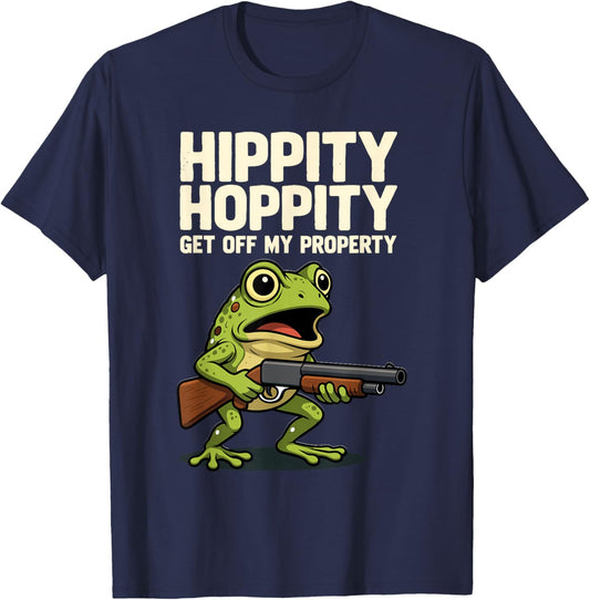 Hippity Hoppity Get Off My Property Funny Frog Meme T-Shirt - T-Shirt | Navy