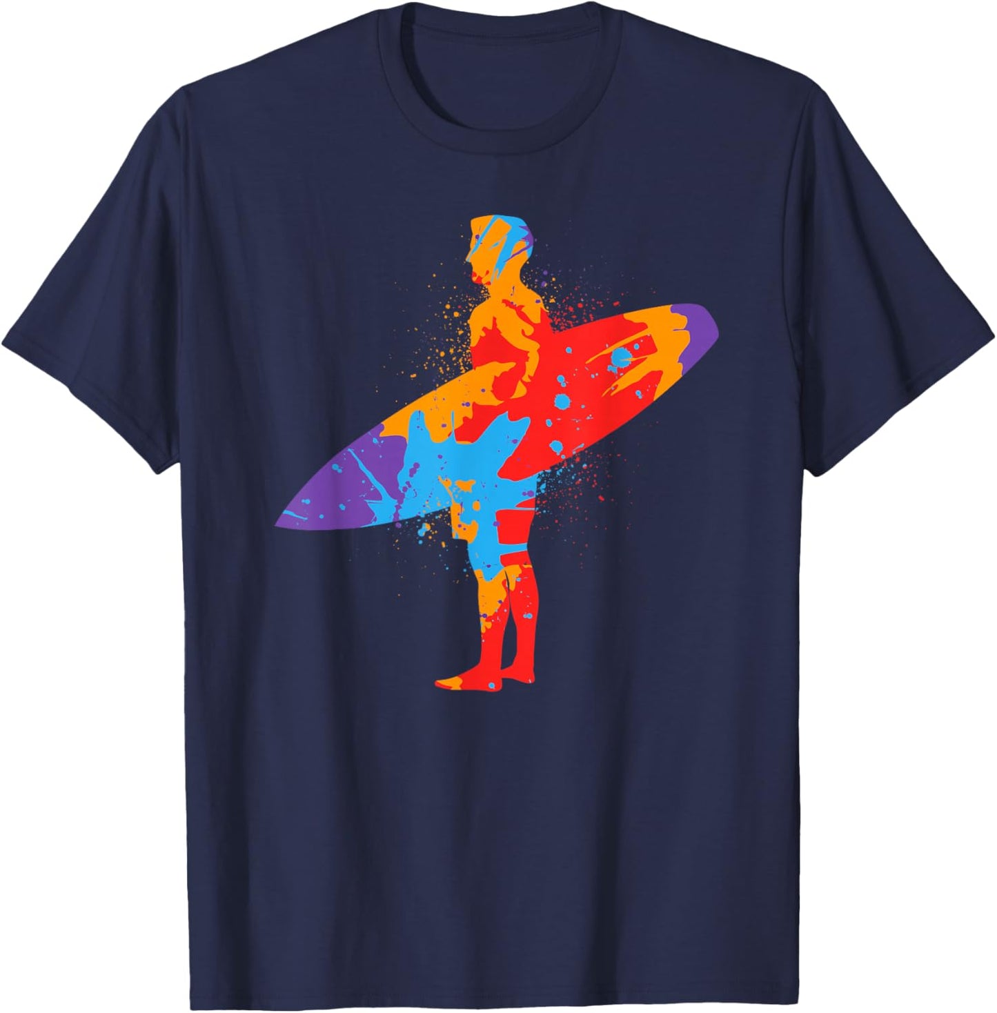 Surf Beach Colorful Surfboard Surfers Boys Men Kids Surfing T-Shirt - T-Shirt | Navy