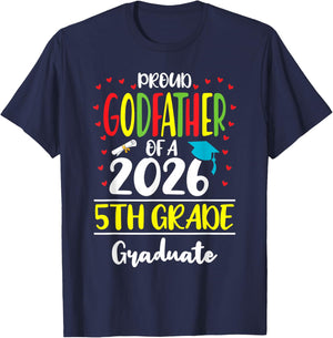 Funny Proud Godfather of a Class of 2026 5th Grade Graduate T-Shirt - T-Shirt | Navy