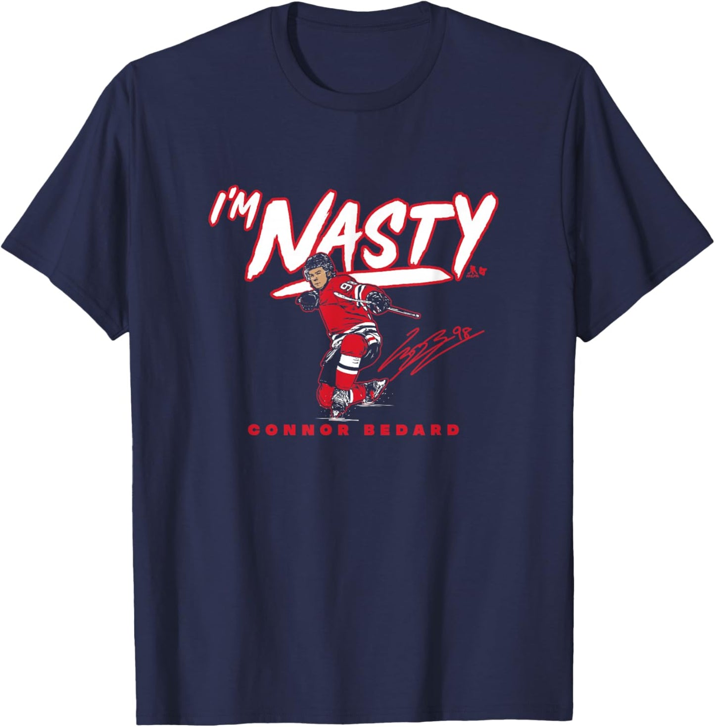 Connor Bedard - I'm Nasty - Chicago Hockey T-Shirt - T-Shirt | Navy