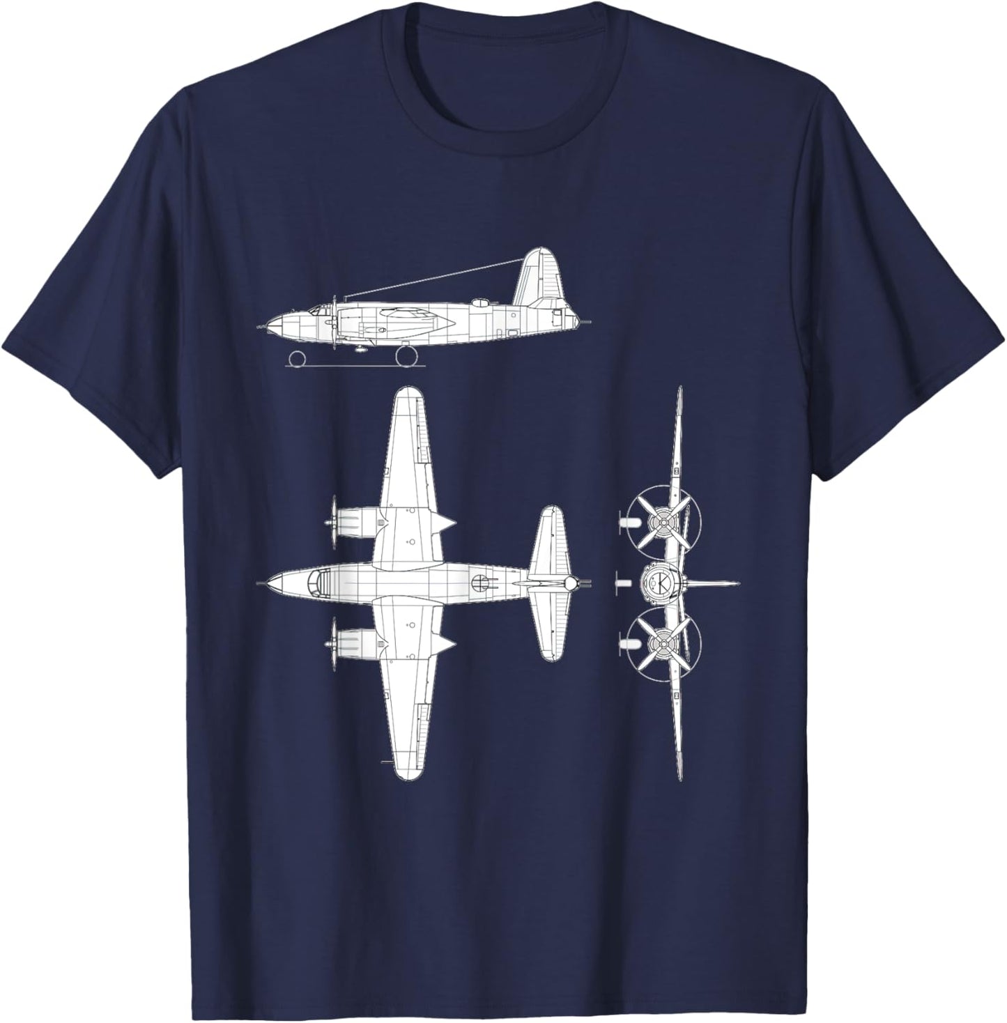 Martin B-26 Marauder WW2 Bomber Airplane Blueprint T-Shirt - T-Shirt | Navy