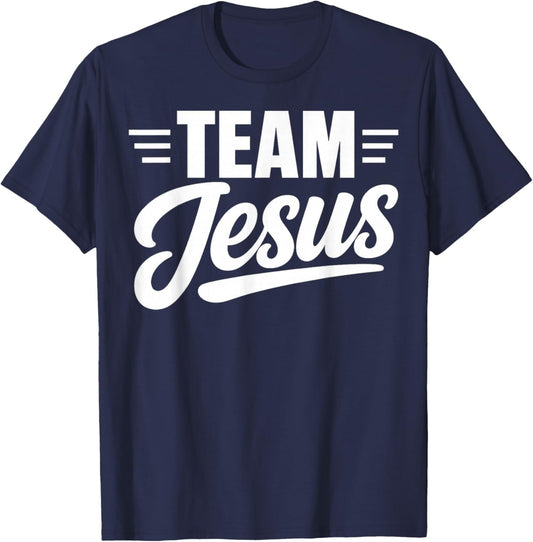 Team Jesus Typography Design T-Shirt - T-Shirt | Navy