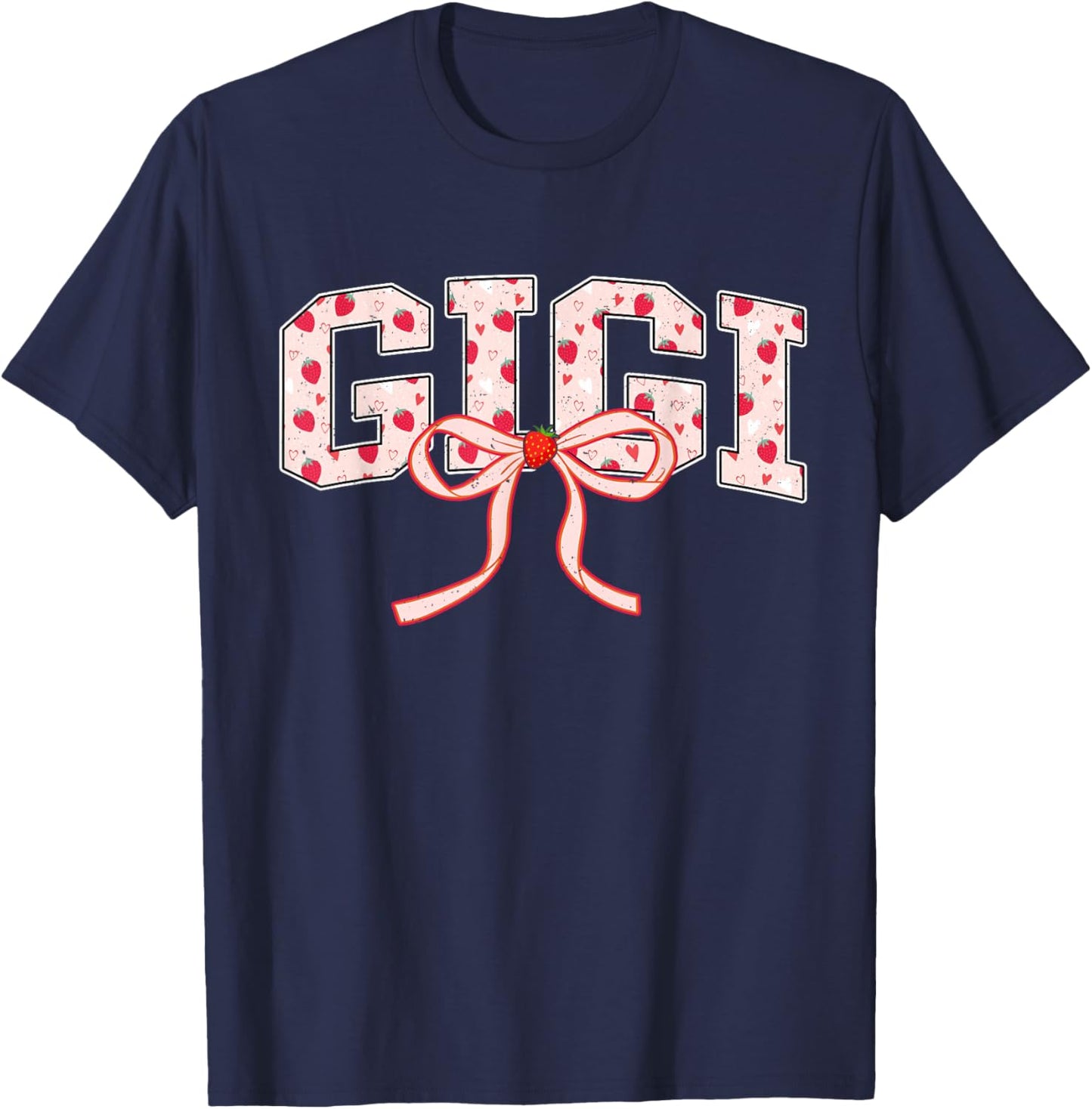 Gigi Strawberry Coquette Bow Matching Family T-Shirt - T-Shirt | Navy
