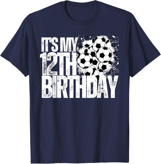 It's My 12th Birthday Soccer Player 12th Birthday Player T-Shirt - T-Shirt | Navy