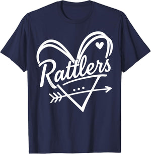 Retro Rattlers Heart Apparel Women Kid Boy Girl T-Shirt - T-Shirt | Navy