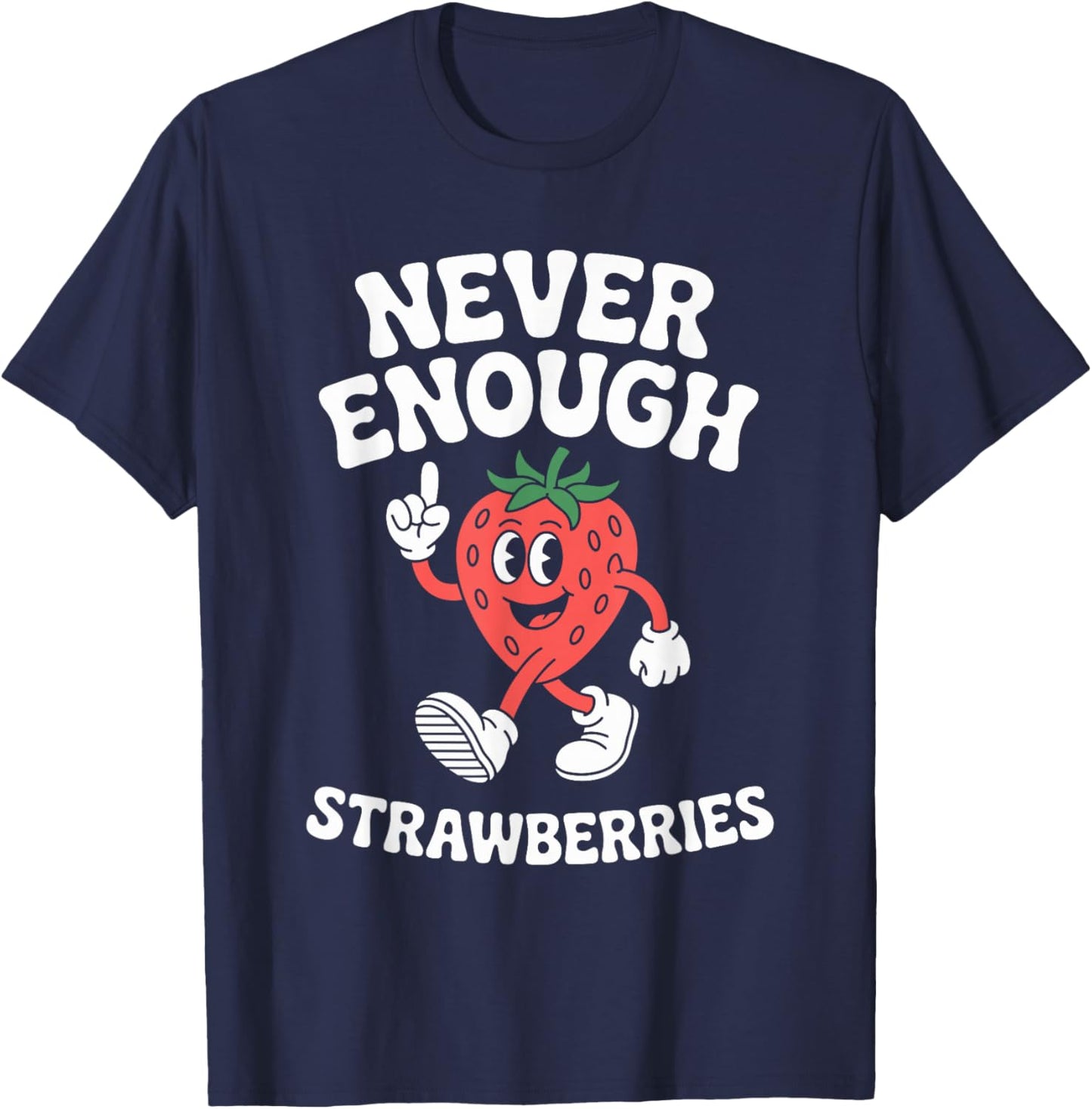 Funny Strawberry or Strawberries Retro T-Shirt - T-Shirt | Navy