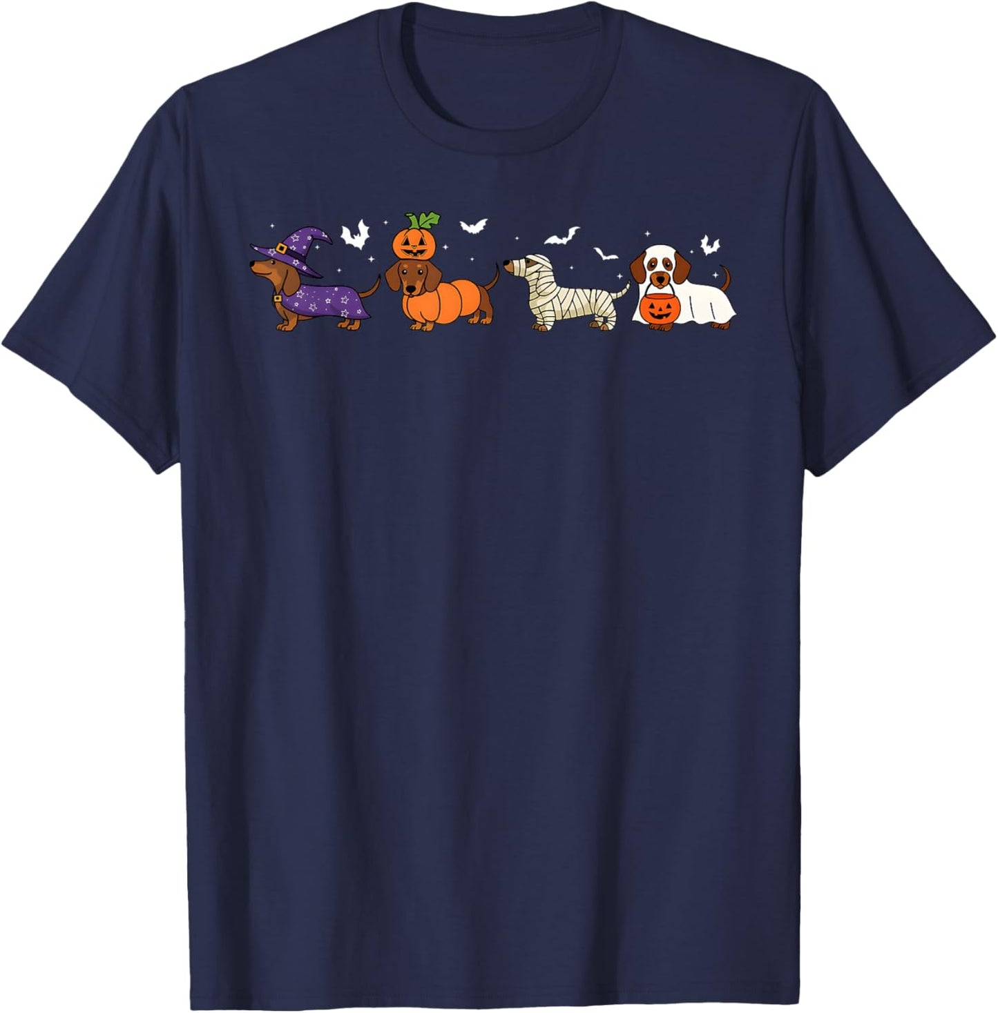 Dachshund Halloween Wiener Dog Pumpkin Weenie Witch T-Shirt - T-Shirt | Navy
