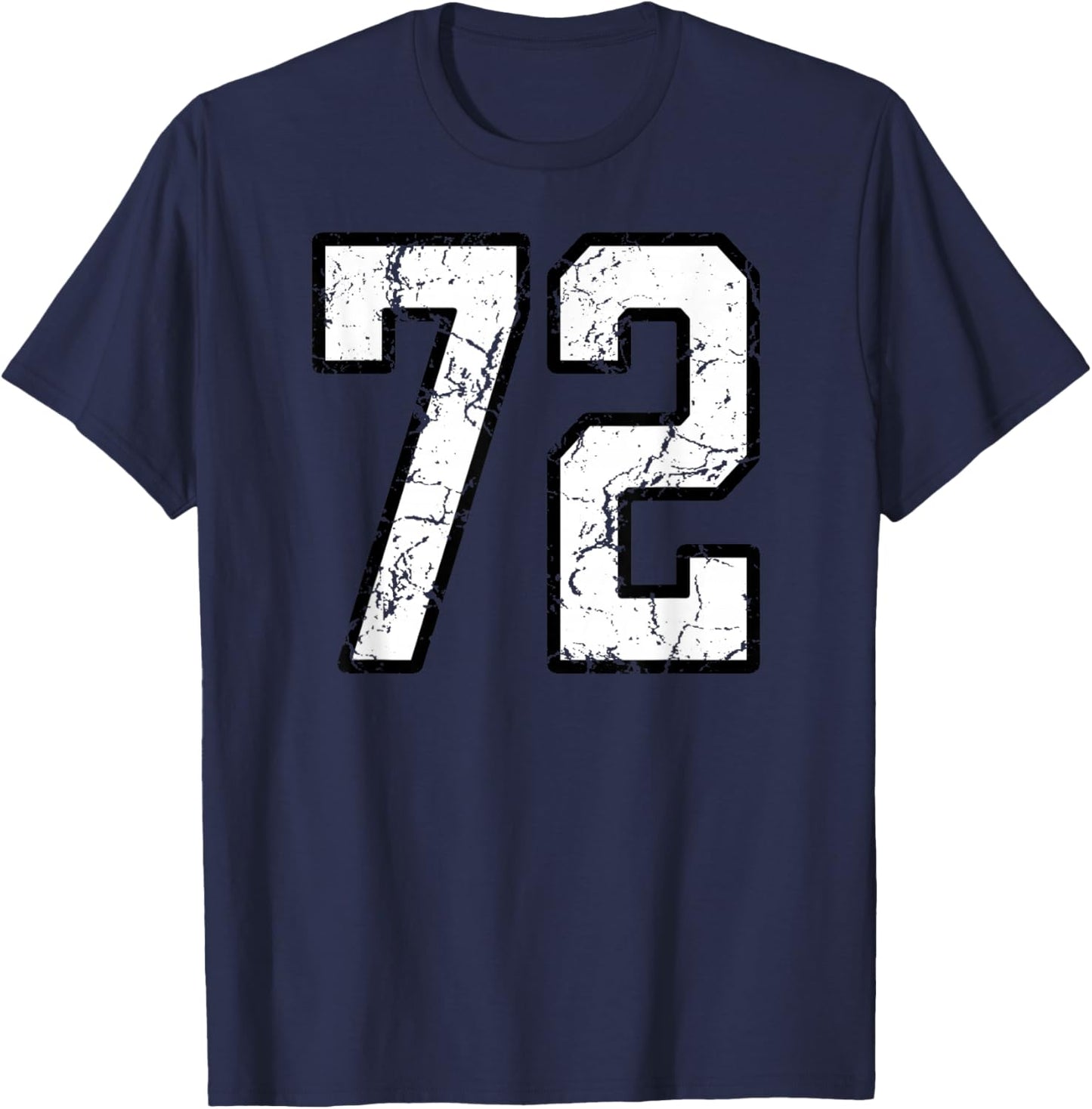 White and Black Sports Number 72 Jersey Uniform Player T-Shirt - T-Shirt | Navy