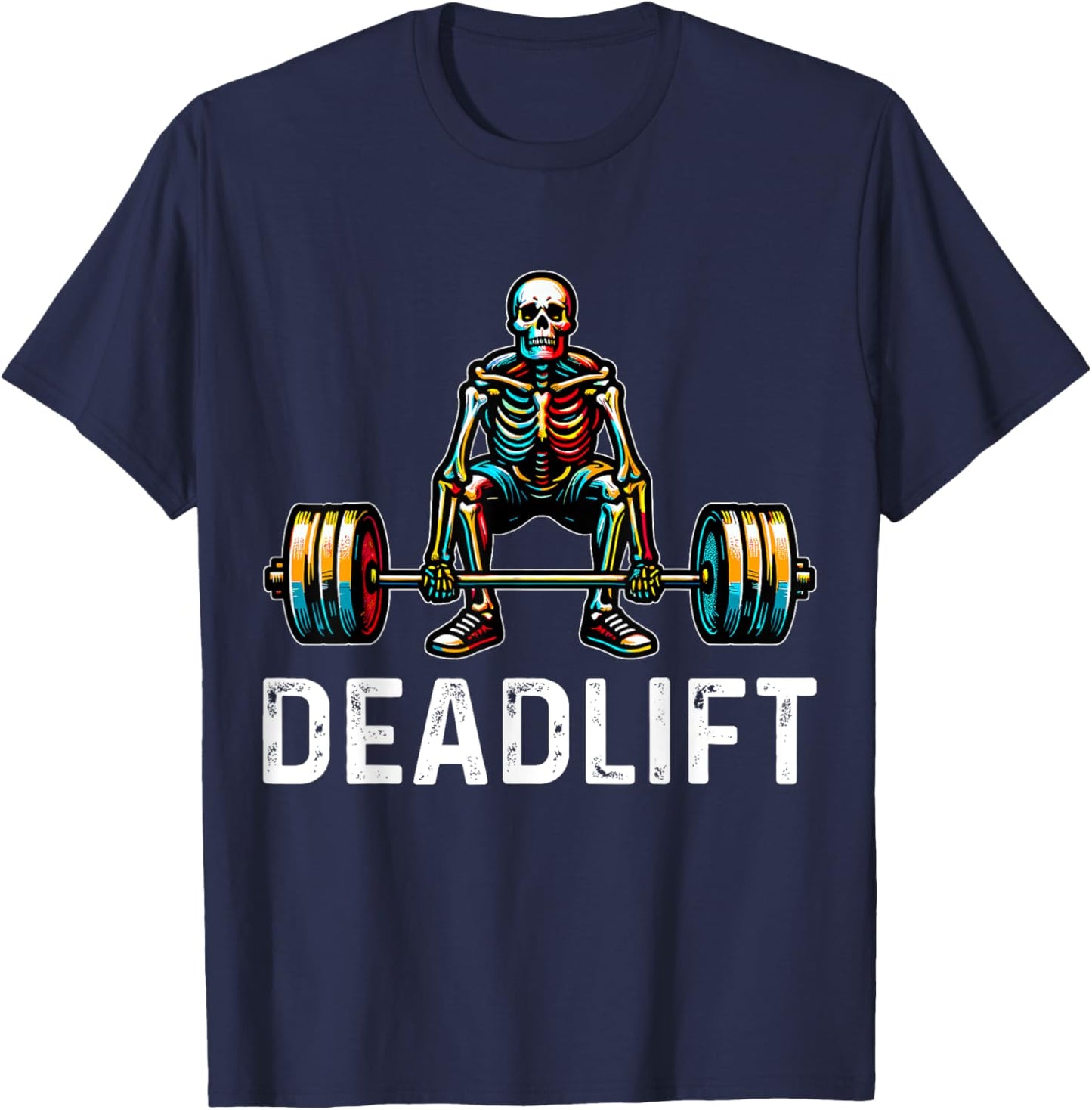 Deadlift Skeleton Gym Fitness T-Shirt - T-Shirt | Navy