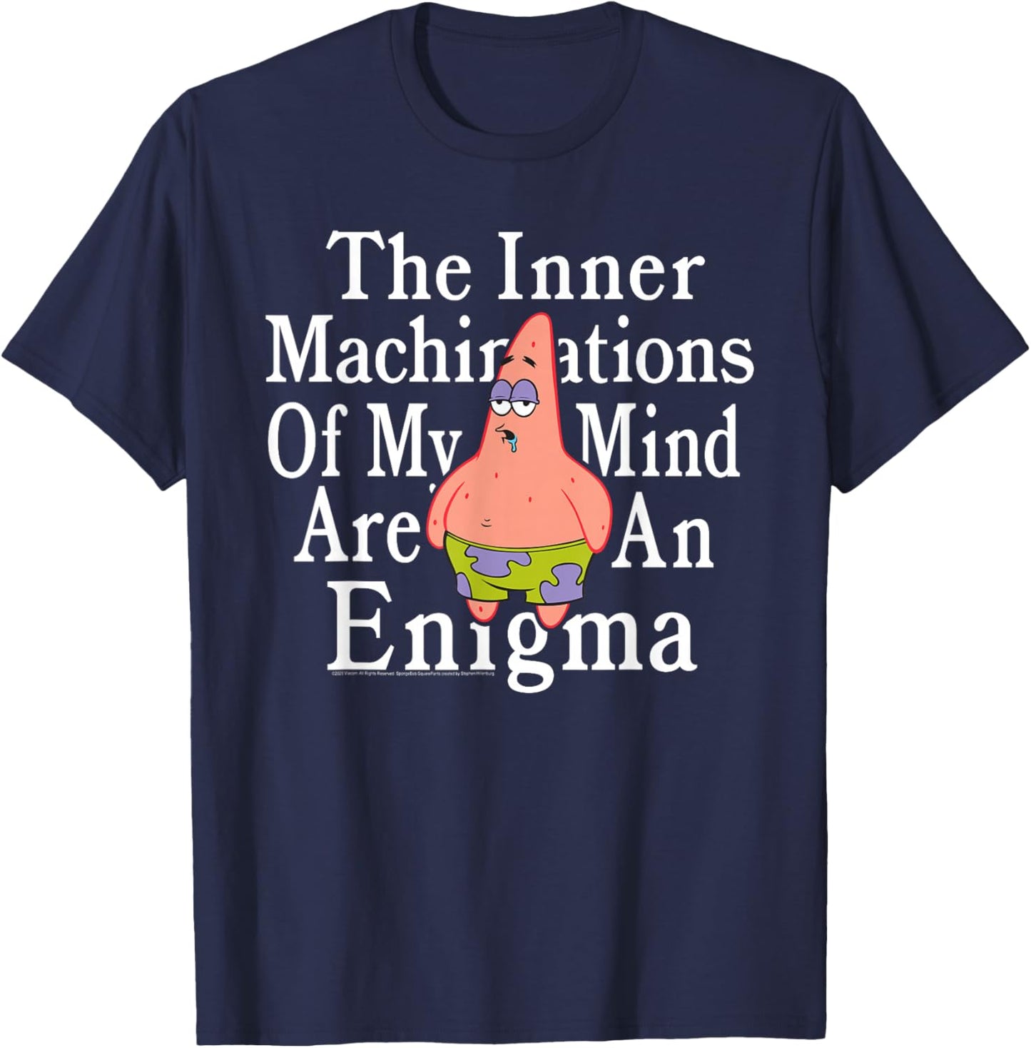 Patrick Star My Mind is an Enigma Funny Existential Cartoon T-Shirt - T-Shirt | Navy