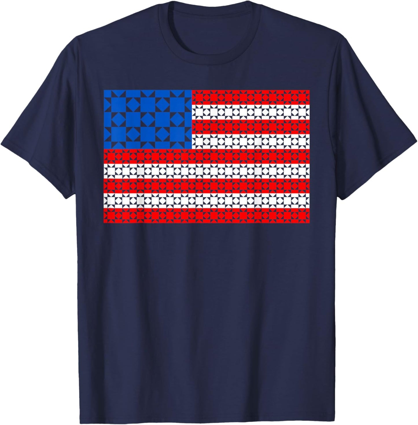 4th of July Quilting USA Flag Patriotic American Women Girls T-Shirt - T-Shirt | Navy