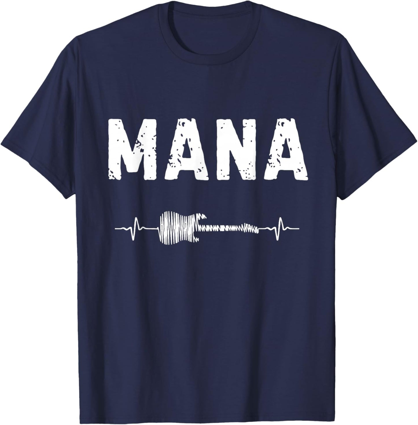 Mana Guitar Heartbeat Music Guitarist Retro Vintage T-Shirt - T-Shirt | Navy