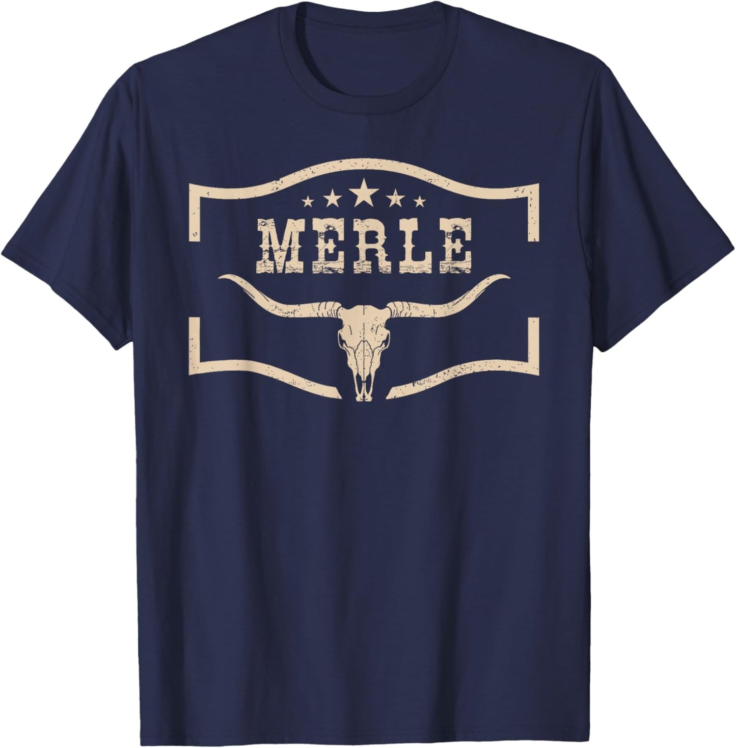 Merle Cowboy Wild West 90s Personalized, Merle Family Pride T-Shirt - T-Shirt | Navy
