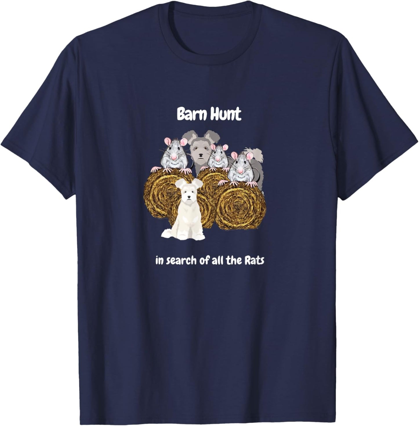 Funny Barn Hunt - in search of rats with a Pumi dog T-Shirt - T-Shirt | Navy