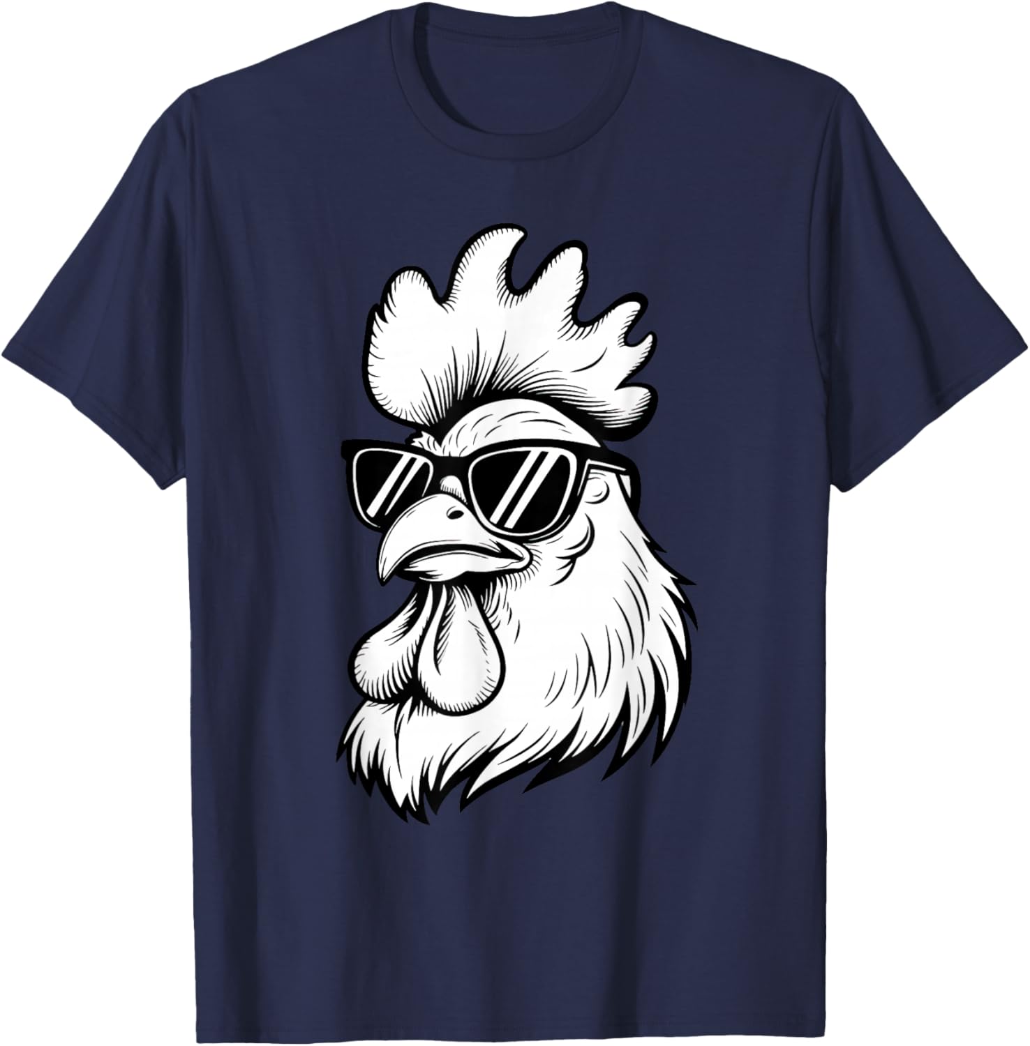 Funny Chicken With Sunglasses Chicken Farm Animals Lover T-Shirt - T-Shirt | Navy