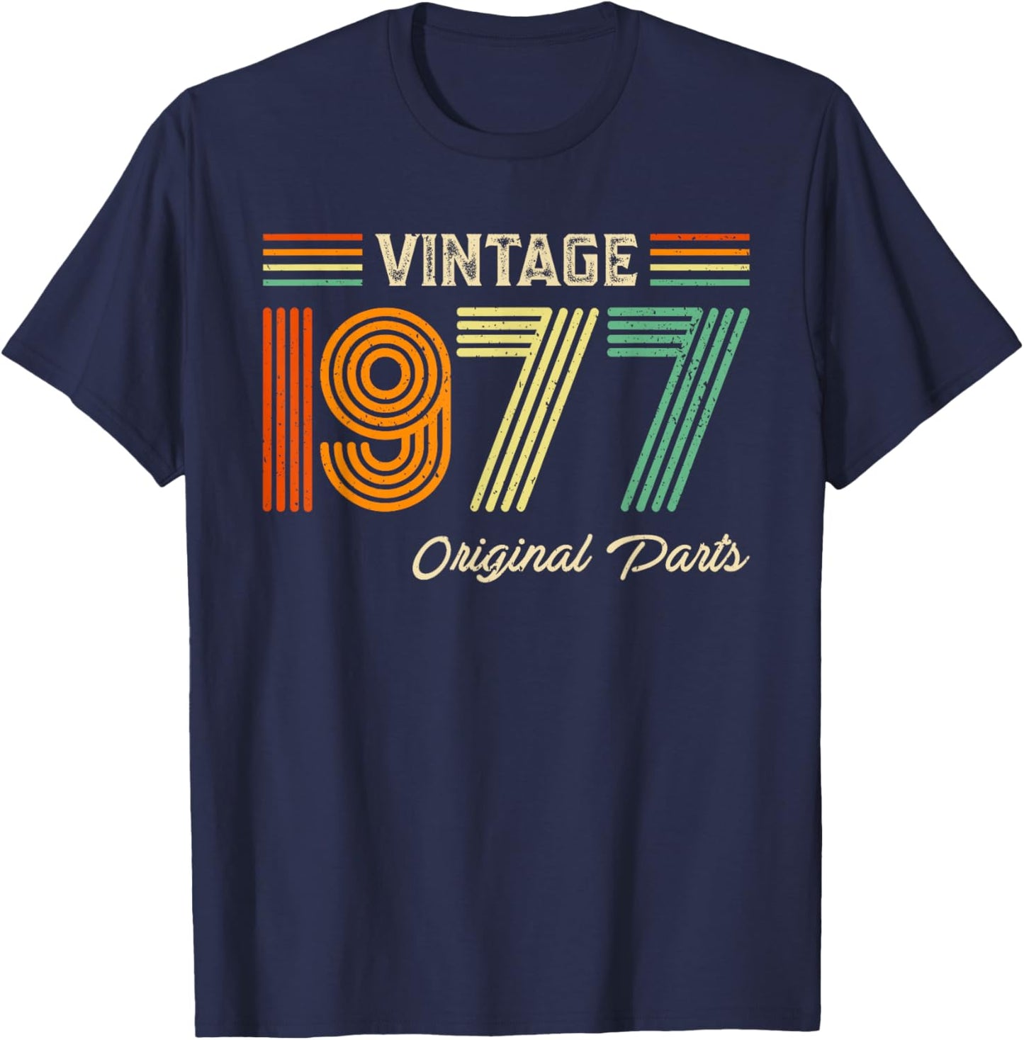 Vintage 1977 Original Parts Birthday 1977 Men Women Vintage T-Shirt - T-Shirt | Navy