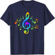 Colorful Treble Clef and Musical Notes Design for Music Love T-Shirt - T-Shirt | Navy