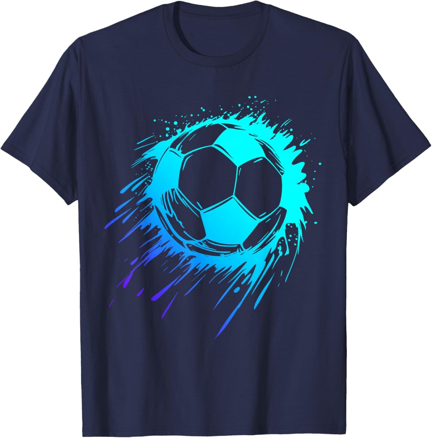 Blue Soccer Ball Soccer Player Soccer Boys Soccer T-Shirt - T-Shirt | Navy