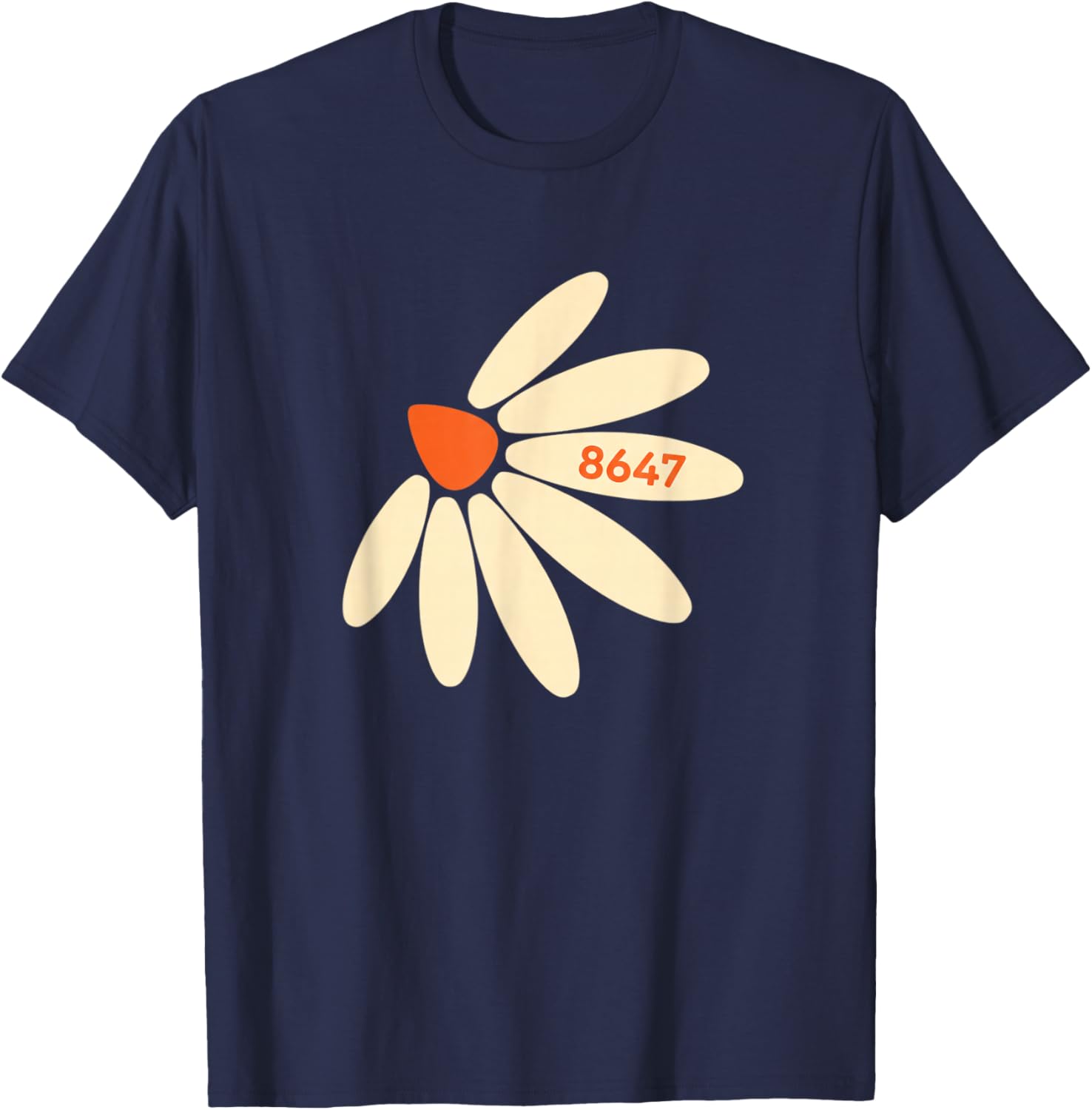 8647 Daisy Political Activist Floral Voter Logo T-Shirt - T-Shirt | Navy