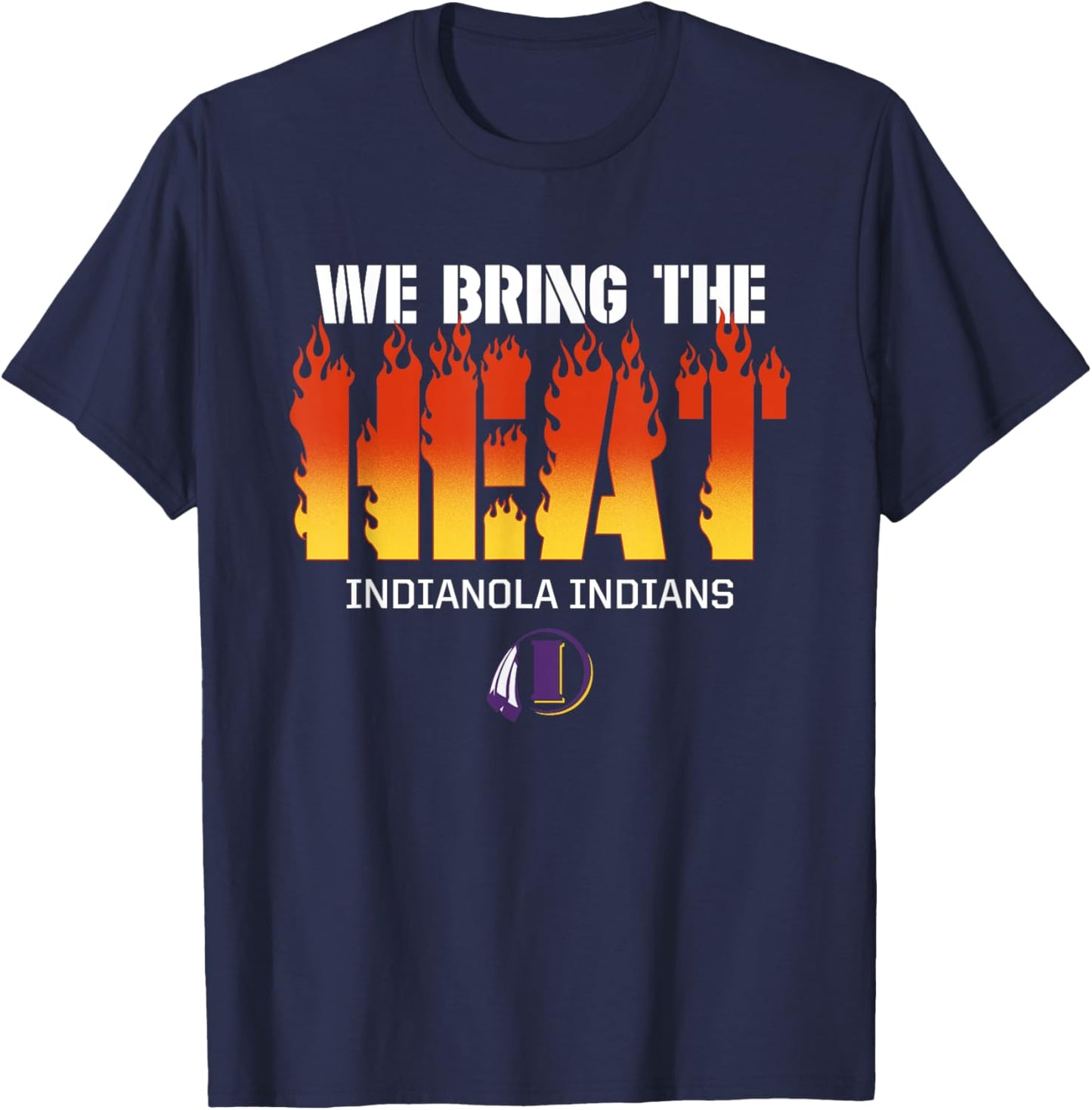 Indianola Indians Logo We Bring the Heat HS T-Shirt - T-Shirt | Navy