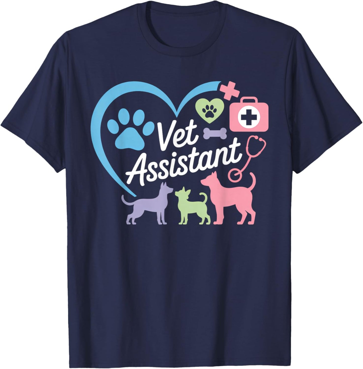 Vet Assistant Heart Veterinary Assistant Appreciation T-Shirt - T-Shirt | Navy