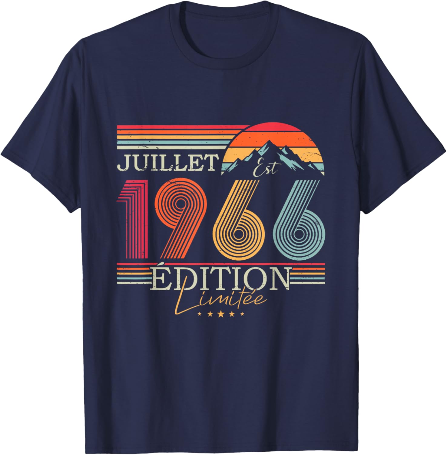 1966 Vintage Juillet Anniversaire Rétro Homme Femme Cadeau T-Shirt - T-Shirt | Navy