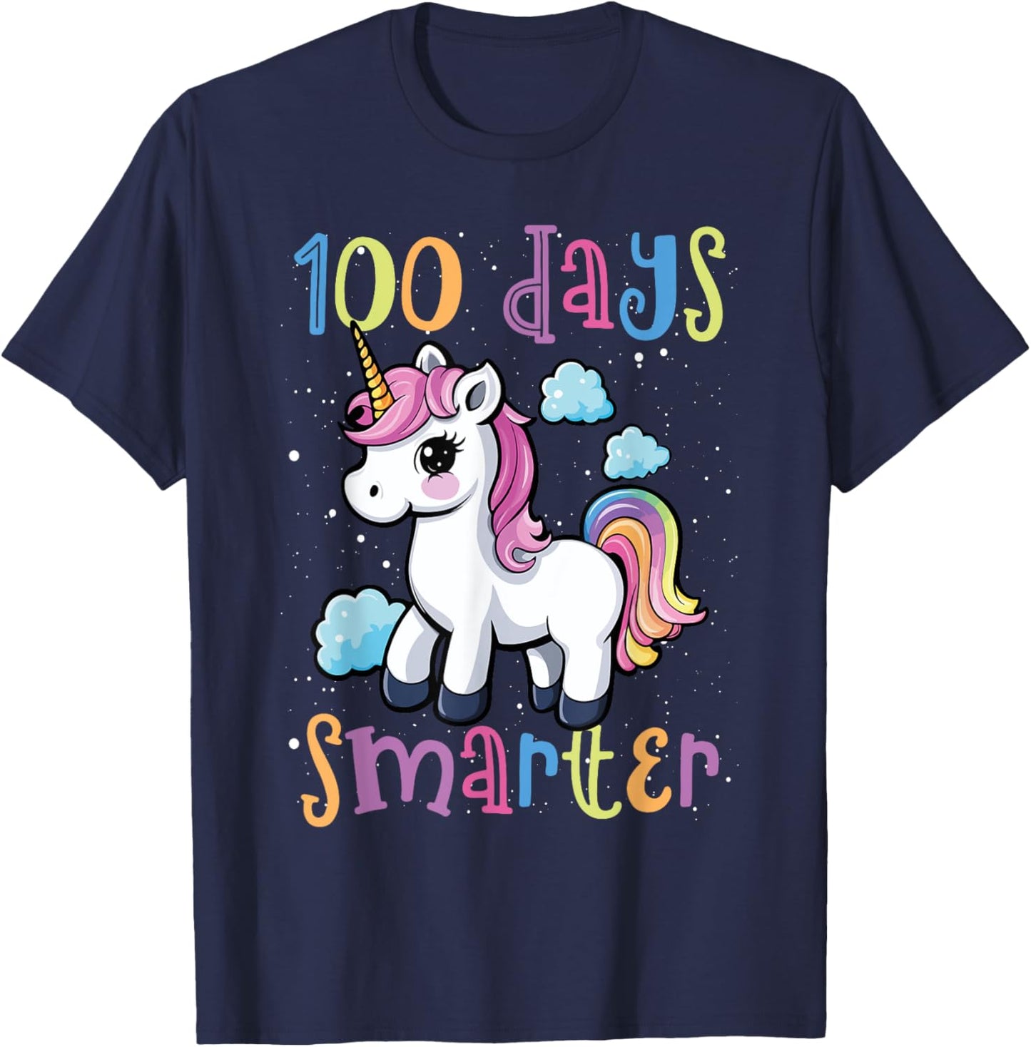 100 Days Smarter Unicorn Magic 100th Day Of School Kids T-Shirt - T-Shirt | Navy