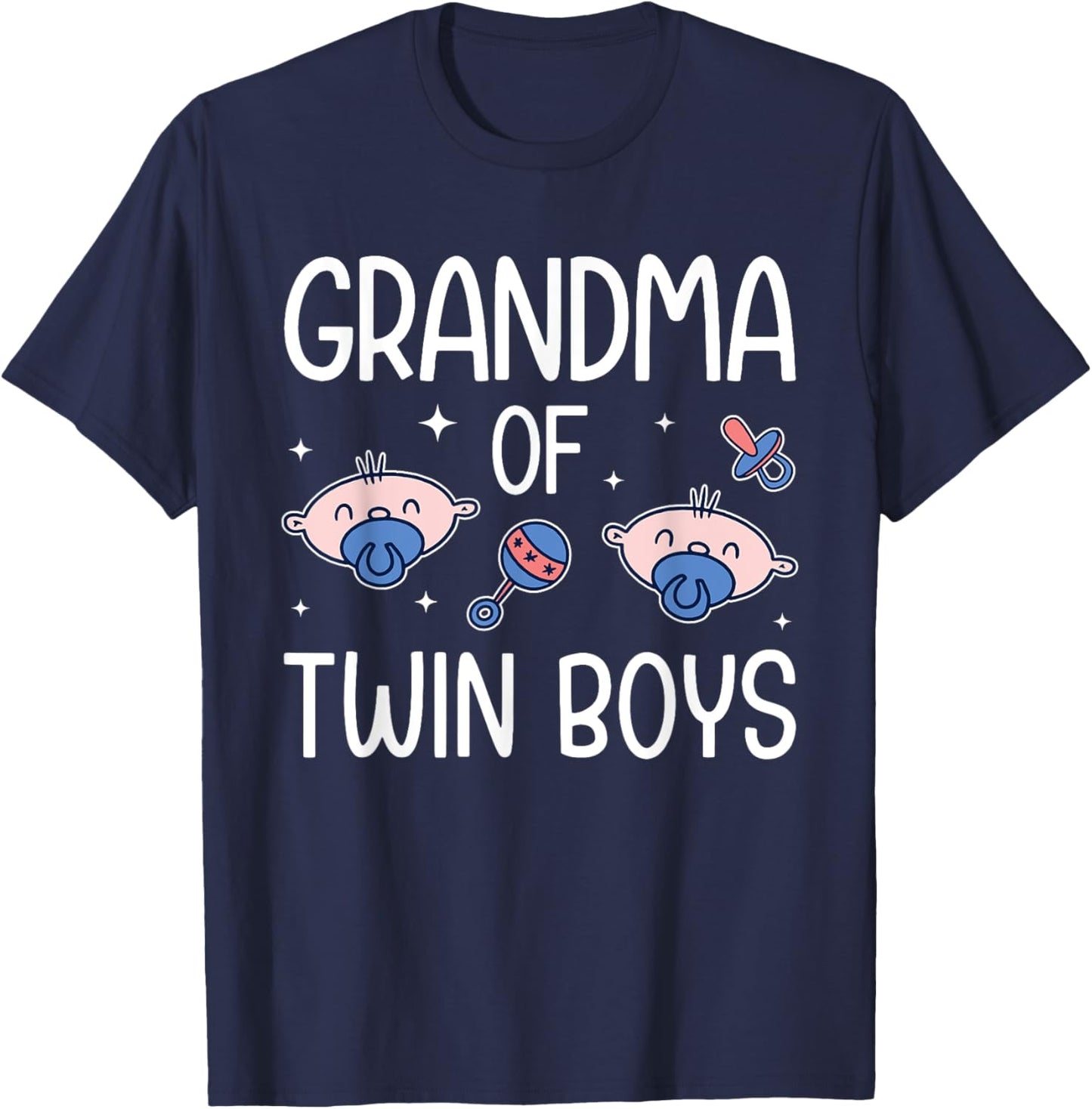 Grandma Of Twin Boys Grandmother Of Two Twin Grandma T-Shirt - T-Shirt | Navy