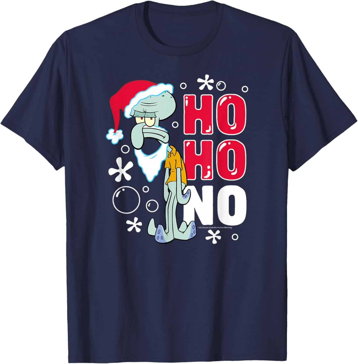 SpongeBob SquarePants - Squidward Christmas Santa Ho Ho No T-Shirt - T-Shirt | Navy