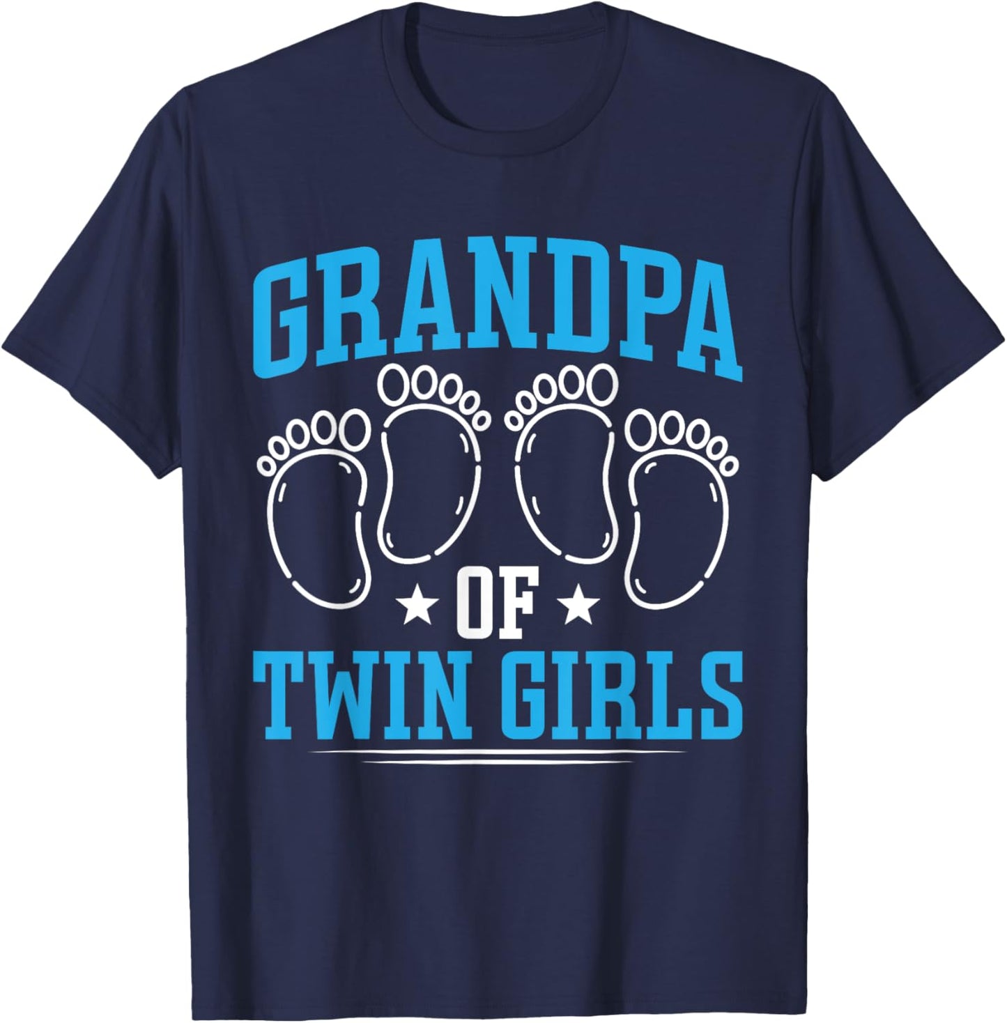 Grandpa Of Twin Girls Grandfather Of Two Twin Grandpa T-Shirt - T-Shirt | Navy