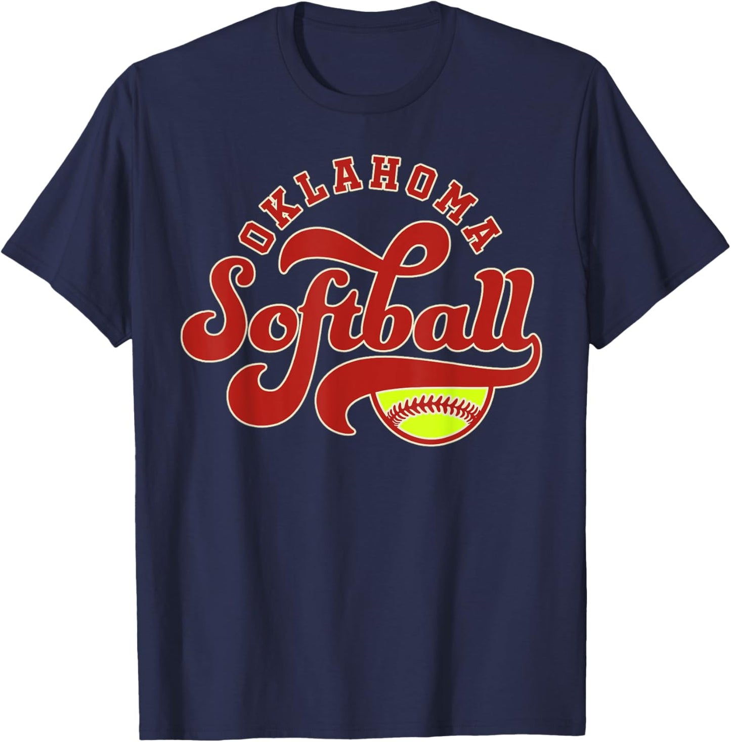 Oklahoma Softball Vintage Kids Team Retro Softball Fan T-Shirt - T-Shirt | Navy