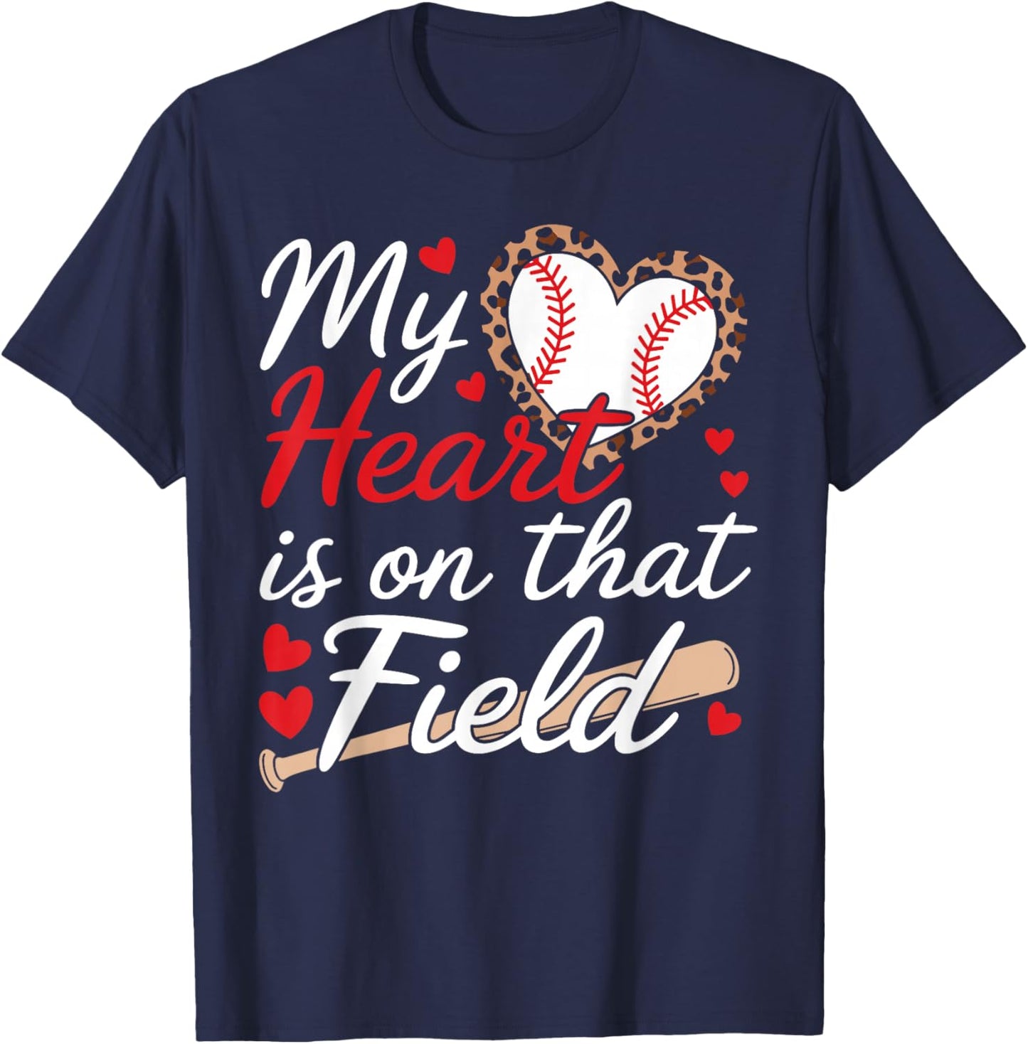 My Heart Is On That Field Cute Baseball Mom Baseball Grandma T-Shirt - T-Shirt | Navy
