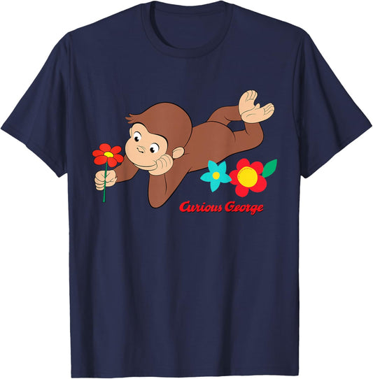 Curious George Spring Flower Fun T-Shirt - T-Shirt | Navy