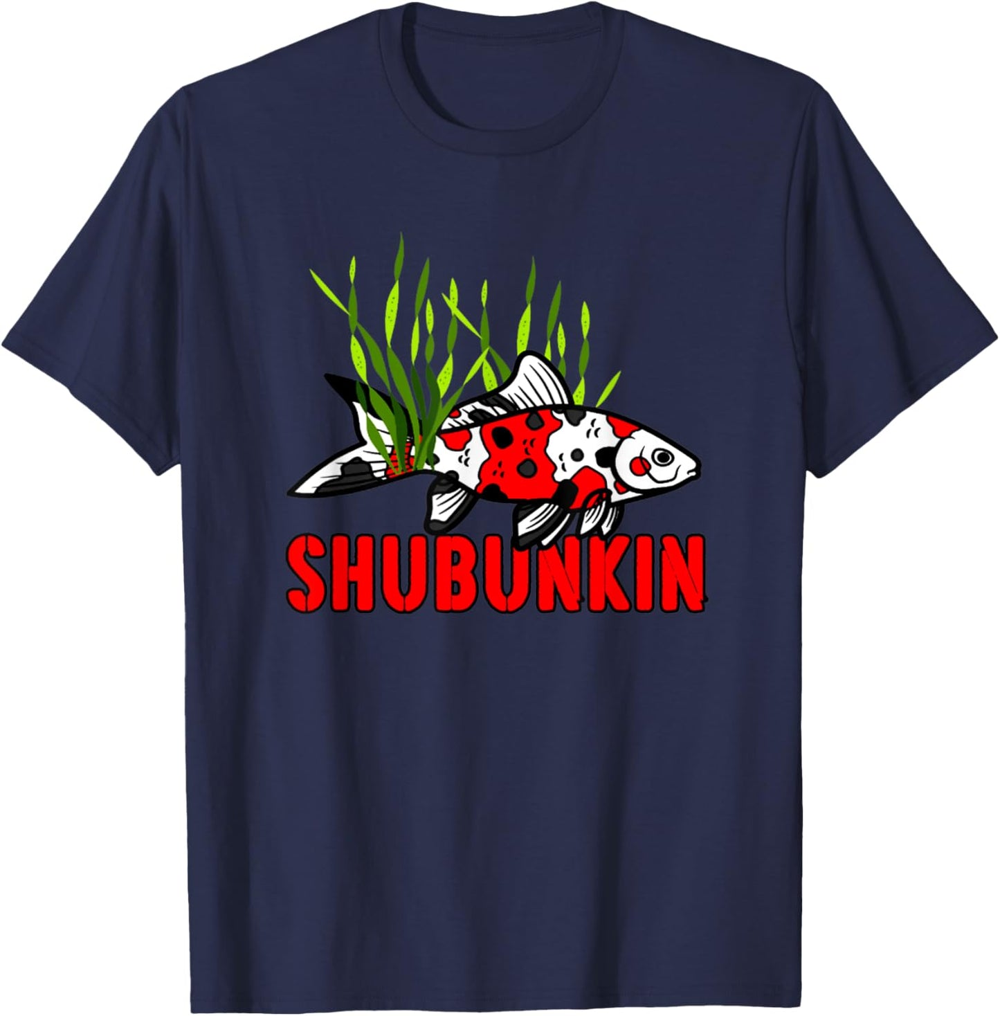 Shubunkin Goldfish Lovers Pond Fish Tank Art Design T-Shirt - T-Shirt | Navy