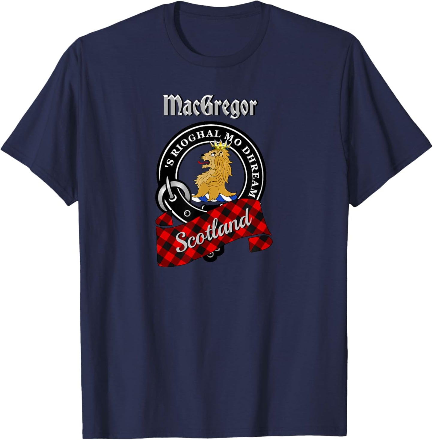 MacGregor Scottish Clan Badge & Rob Roy Tartan T-Shirt - T-Shirt | Navy