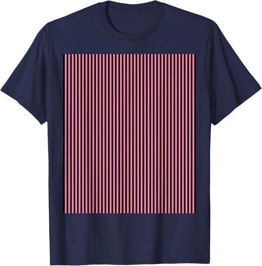 Black & Pink, Striped Design Pattern T-Shirt - T-Shirt | Navy