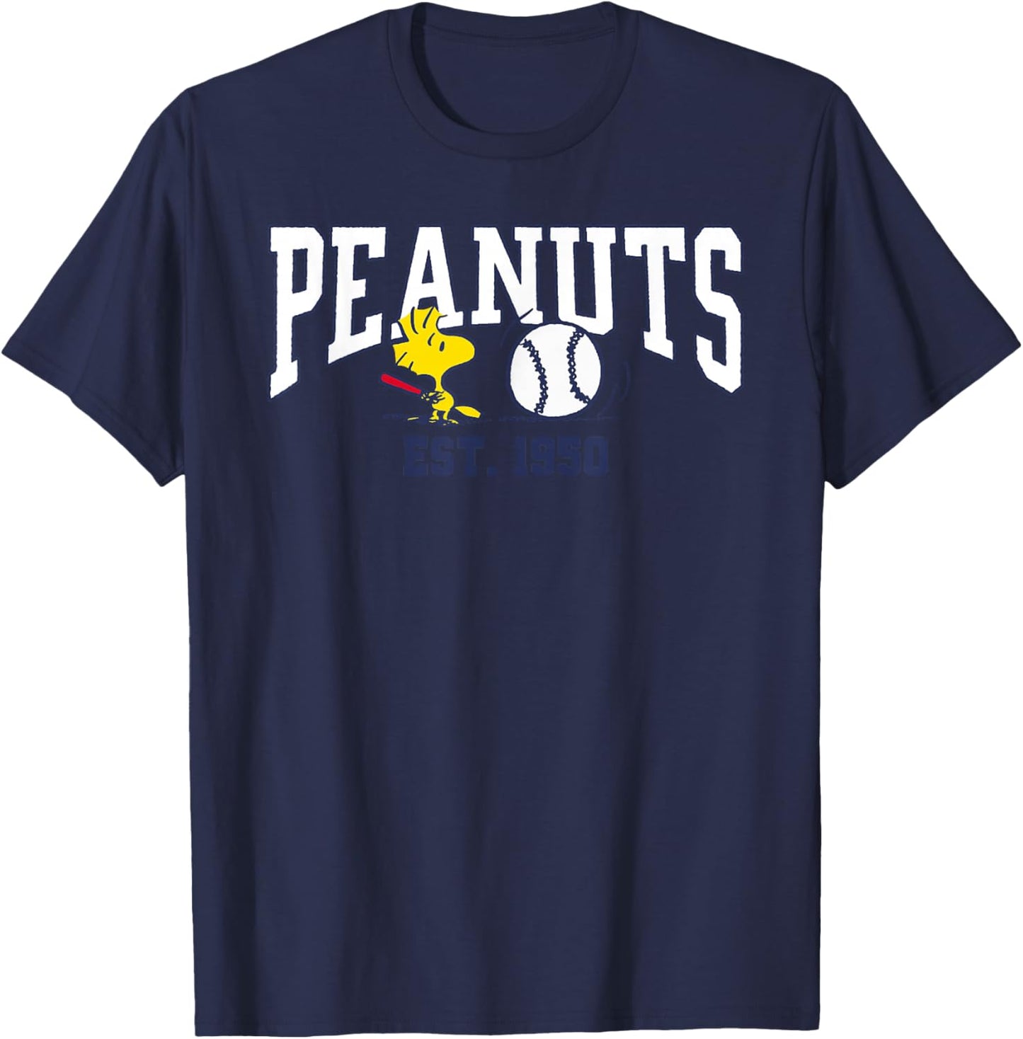 Peanuts Woodstock Playing Baseball Est 1950 T-Shirt - T-Shirt | Navy