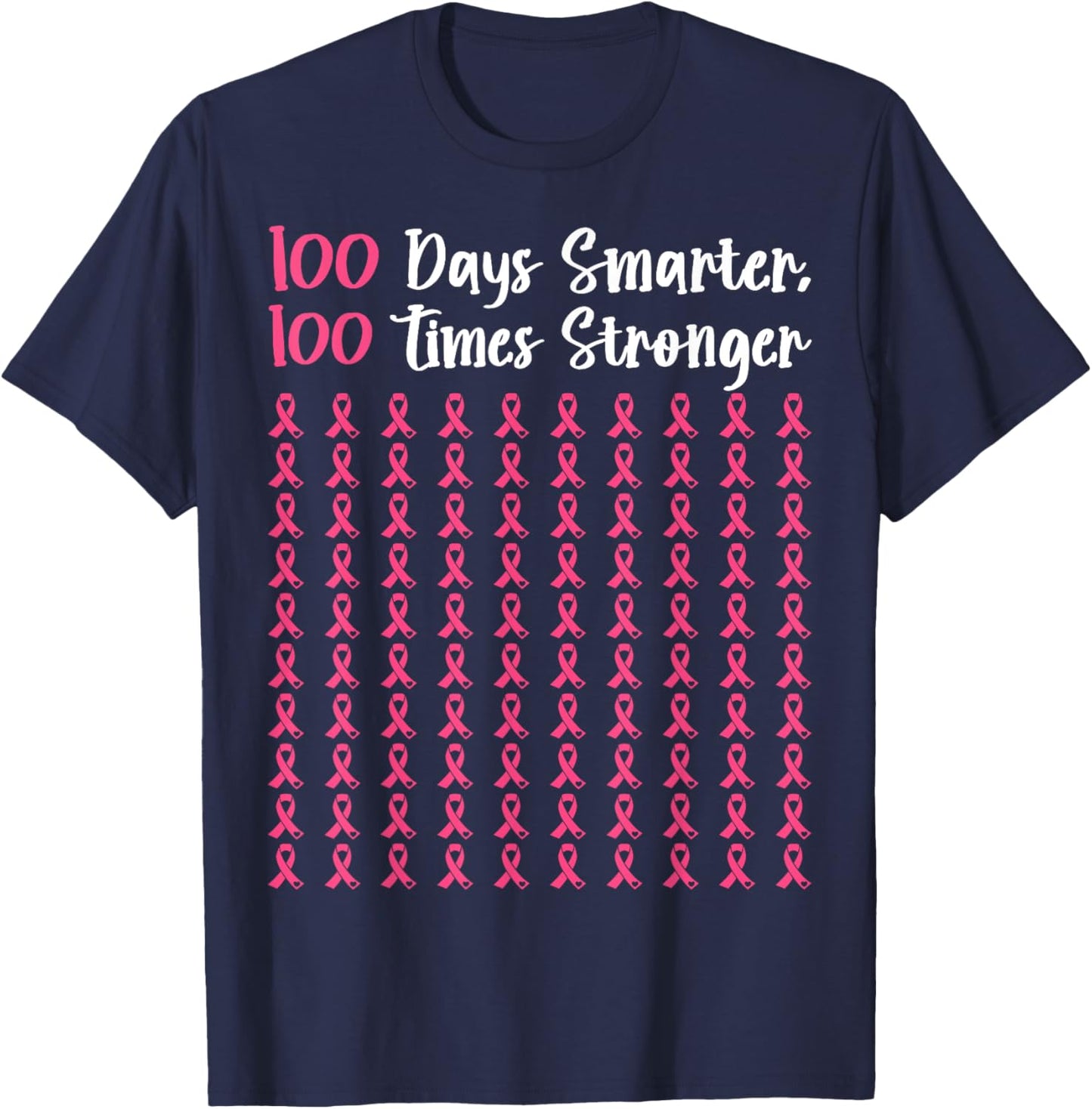 Breast Cancer 100 Days of School Teachers Men Women Kids T-Shirt - T-Shirt | Navy