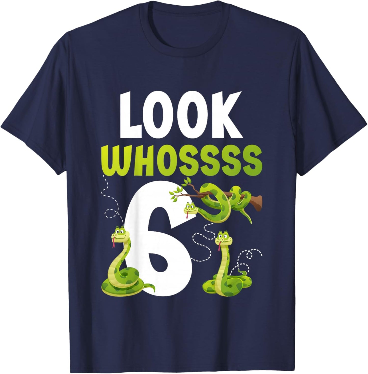 Kids 6th Reptile Birthday Six Year Old Snake Birthday Party T-Shirt - T-Shirt | Navy